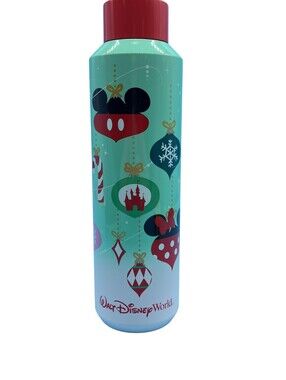 Starbucks Disney World Green Stainless Steel Christmas Water Bottle Mickey
